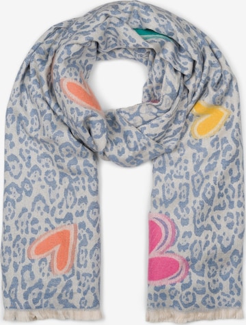 styleBREAKER Schal 'Schal mit Leoparden Herz Muster' in Blau: Vorderseite