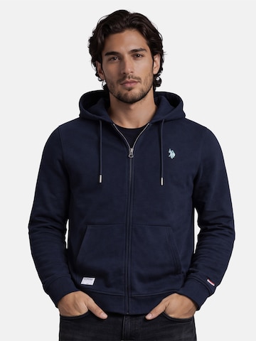 U.S. POLO ASSN. Sweatvest in Blauw: voorkant