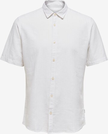 Coupe slim Chemise 'Caiden' Only & Sons en blanc : devant