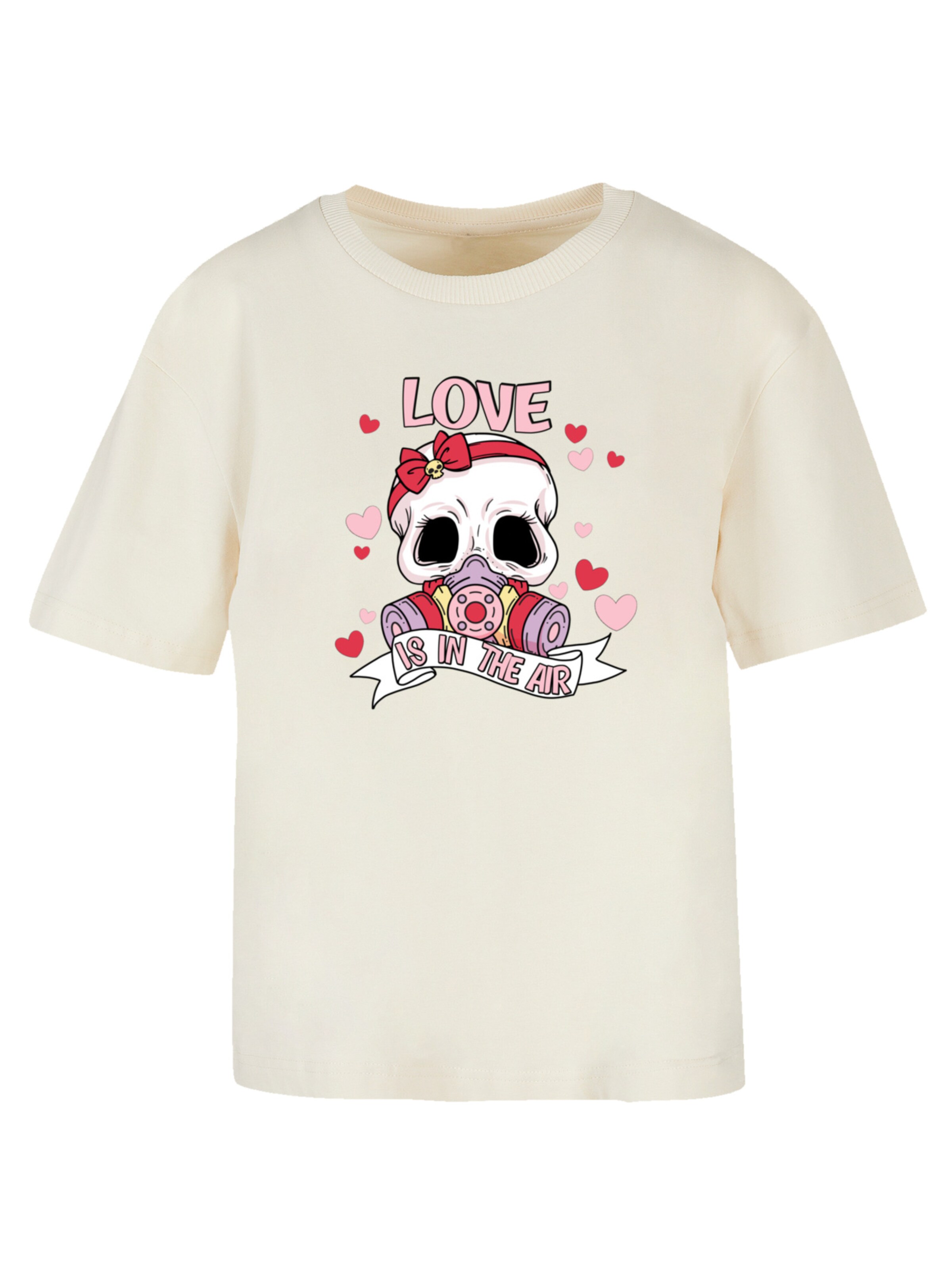T-shirt 'Anti Valentinstag LOVE is in the air' F4NT4STIC en beige : devant