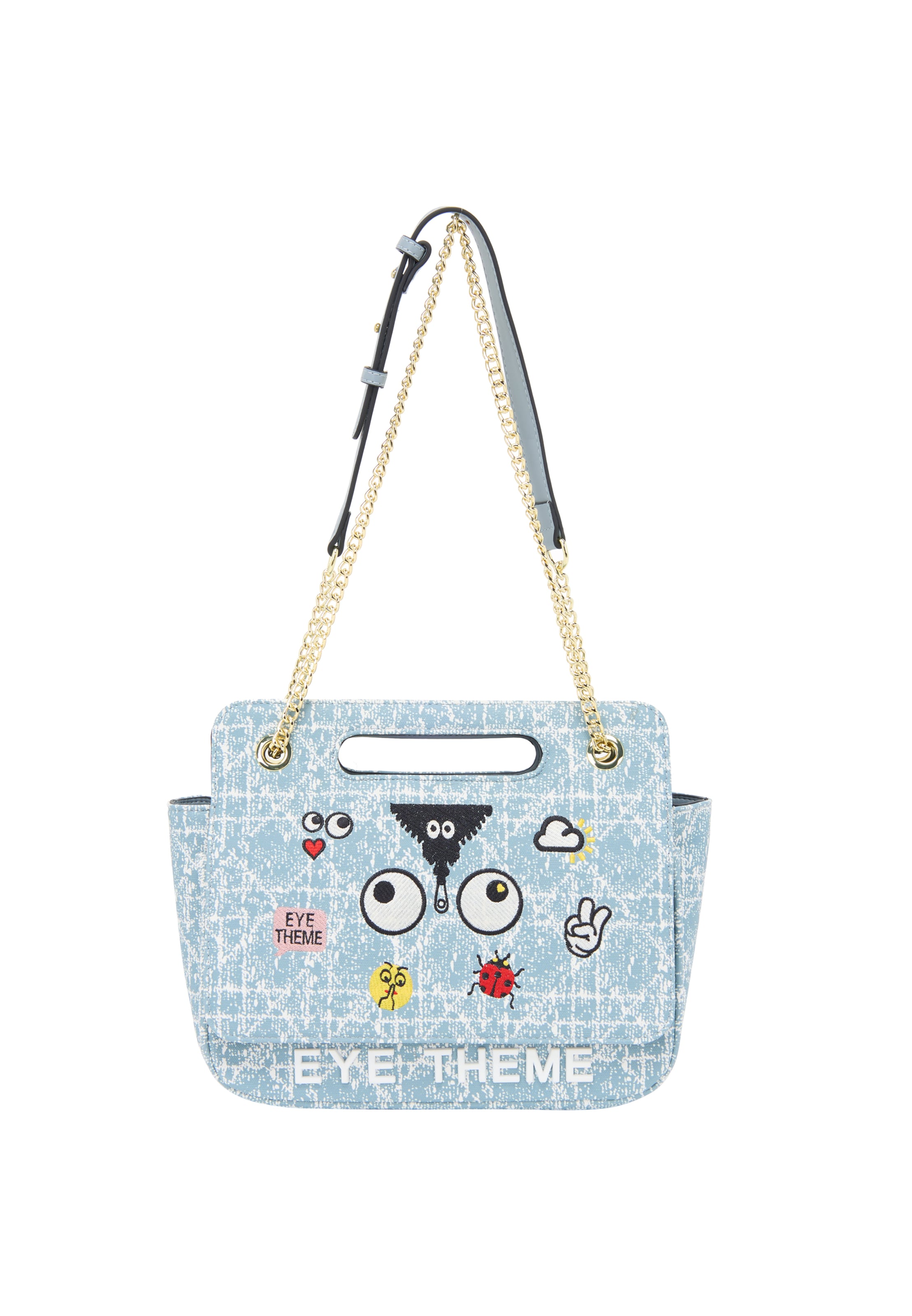 MYMO Bolso de hombro 'Pop Eyetheme' en azul claro / rojo / negro / blanco, Vista del producto