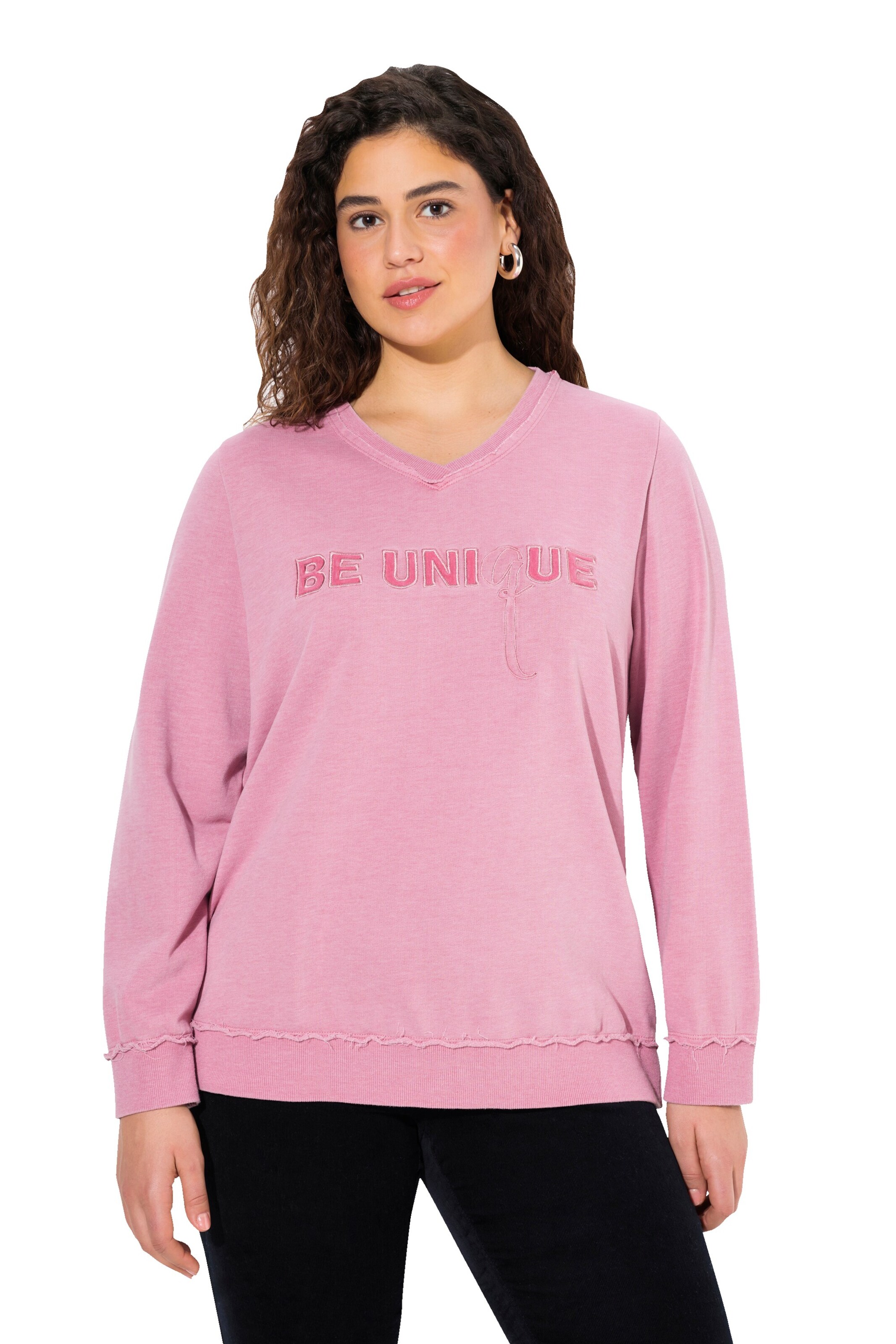 Ulla Popken Sweatshirt in Roze: voorkant