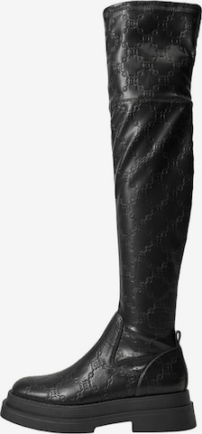 MANGO Over the Knee Boots 'weather' in Black: front
