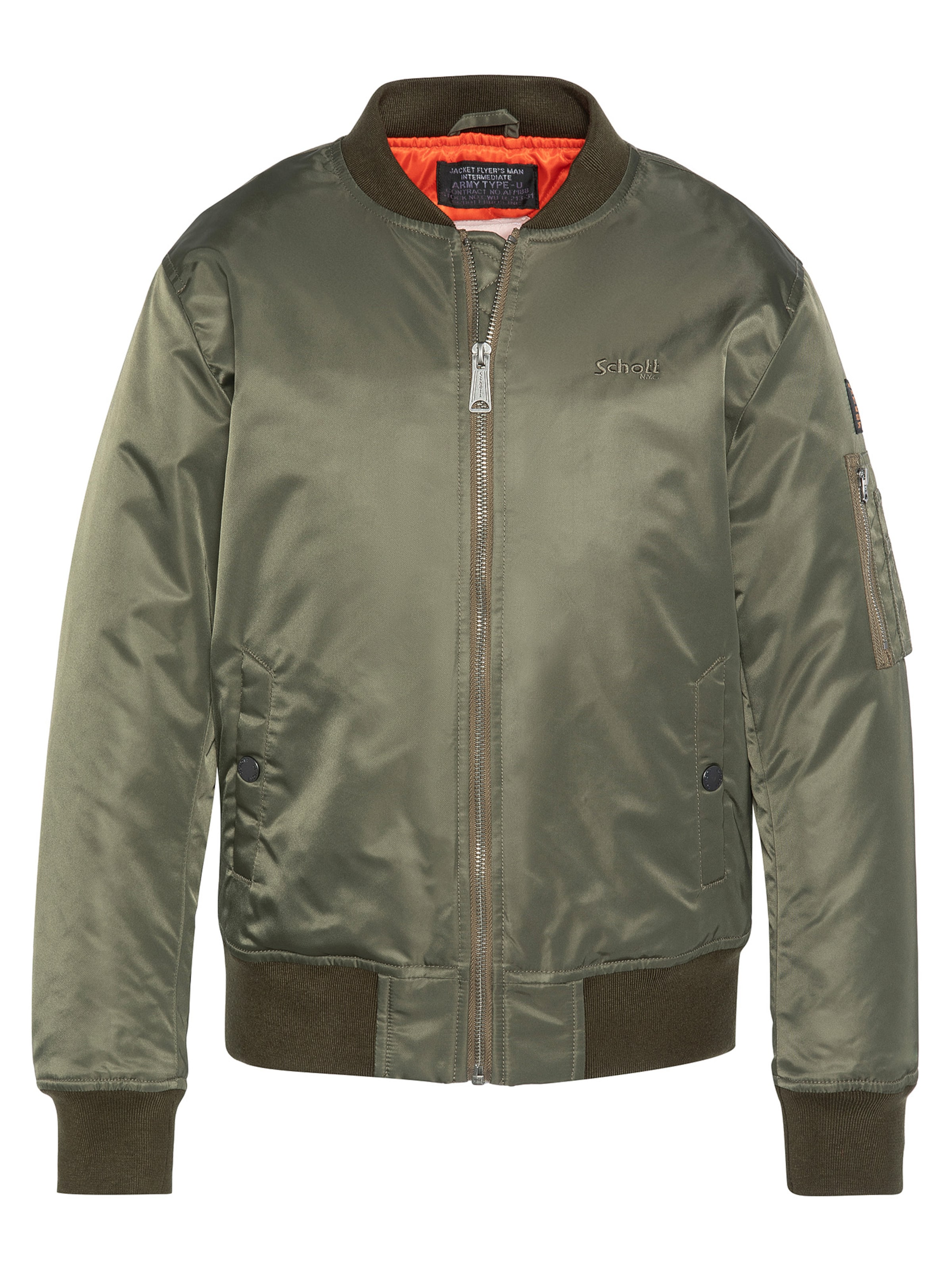 Veste mi-saison Schott NYC en vert : devant