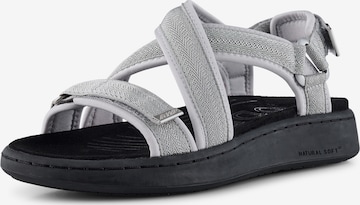 WODEN Sandals 'X Line' in Silver: front