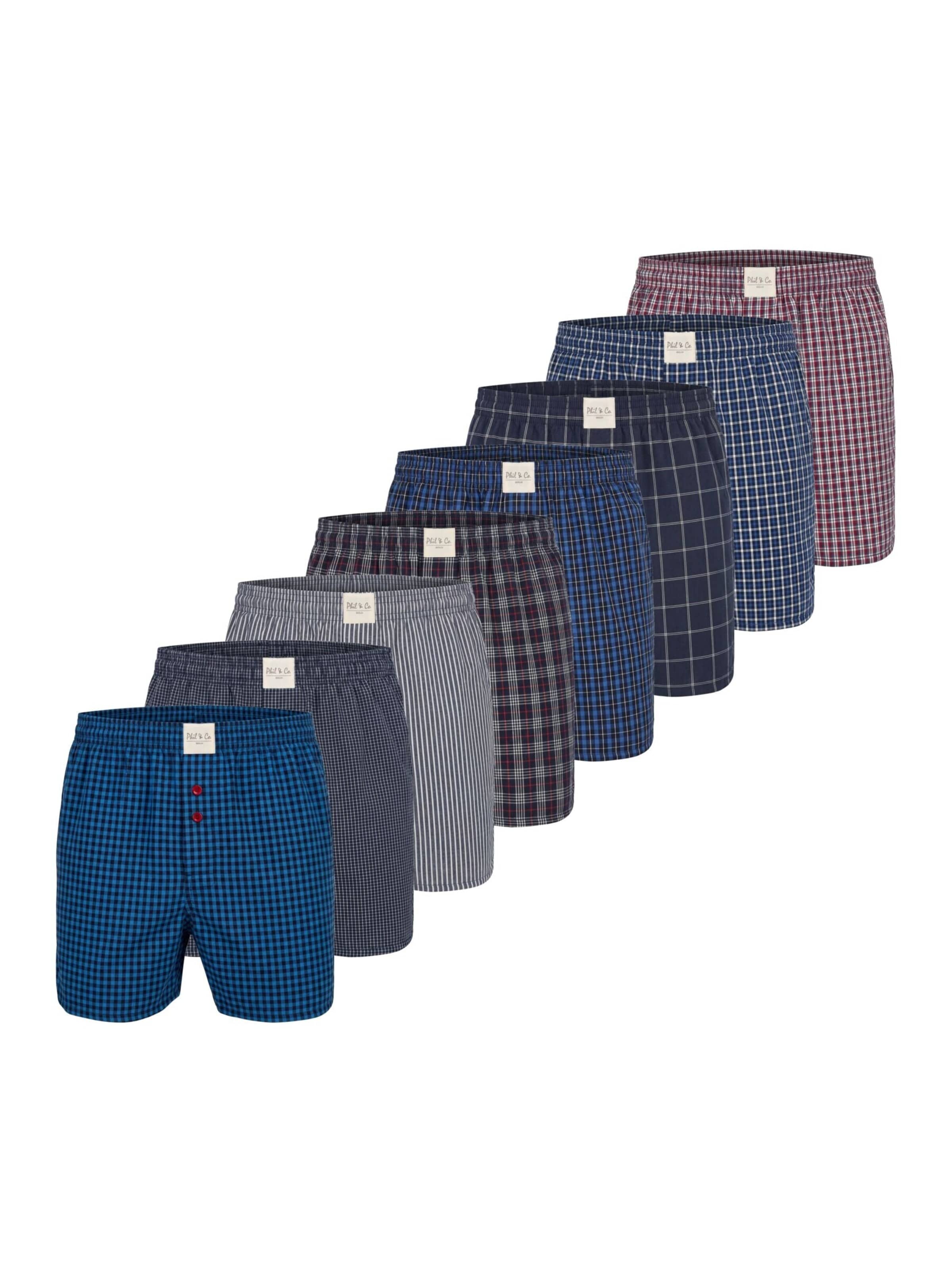Phil & Co. Berlin Boxershorts 'Phil & Co. Berlin Men's Woven Boxers 8 Pack – Loose Fit Boxer Shorts – 60% Cotton & 40% Polyester – Breathable, Wrinkle-Resistant & Easy Care' in Gemengde kleuren: voorkant