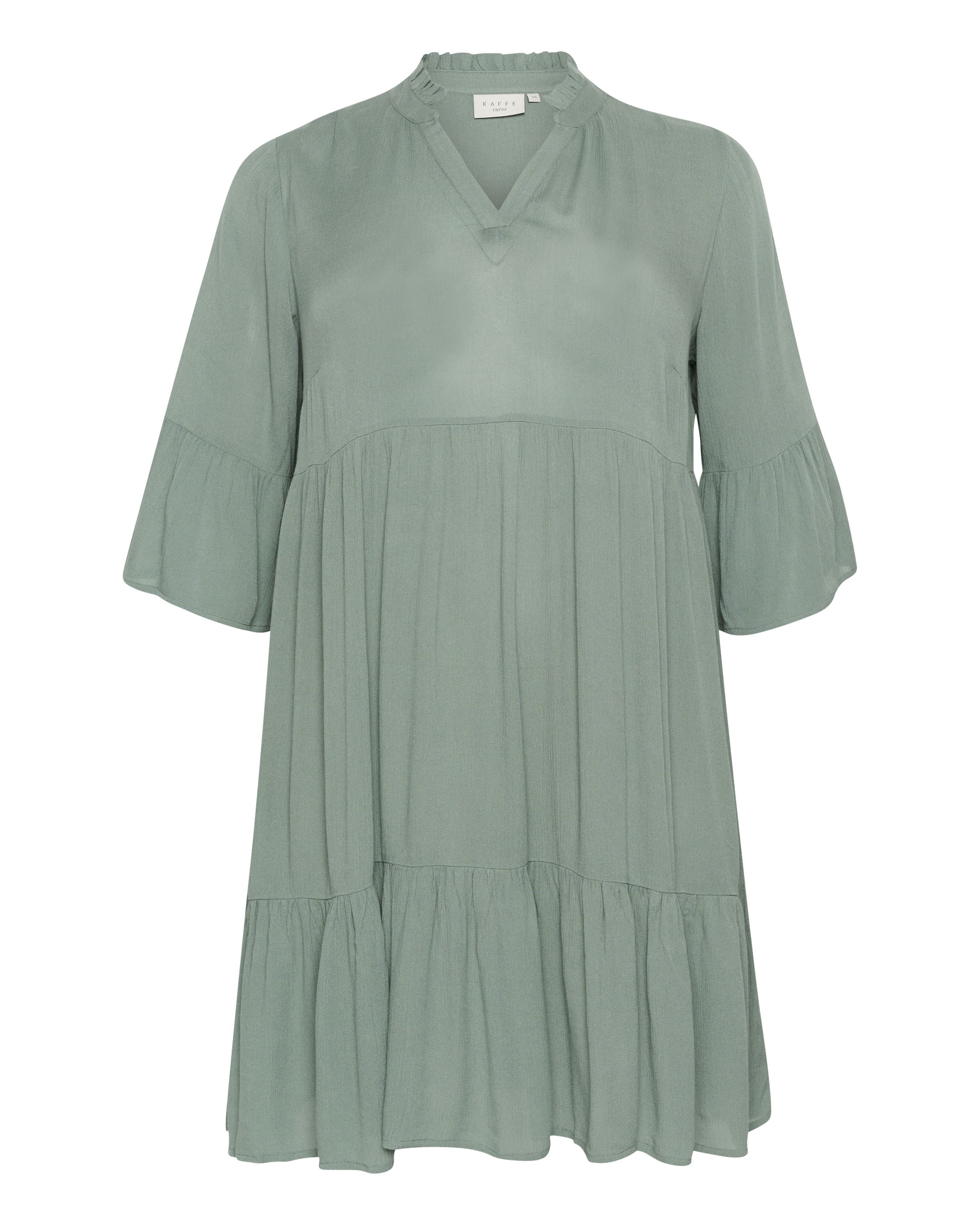 KAFFE CURVE Jurk 'Mariana ' in Groen: voorkant
