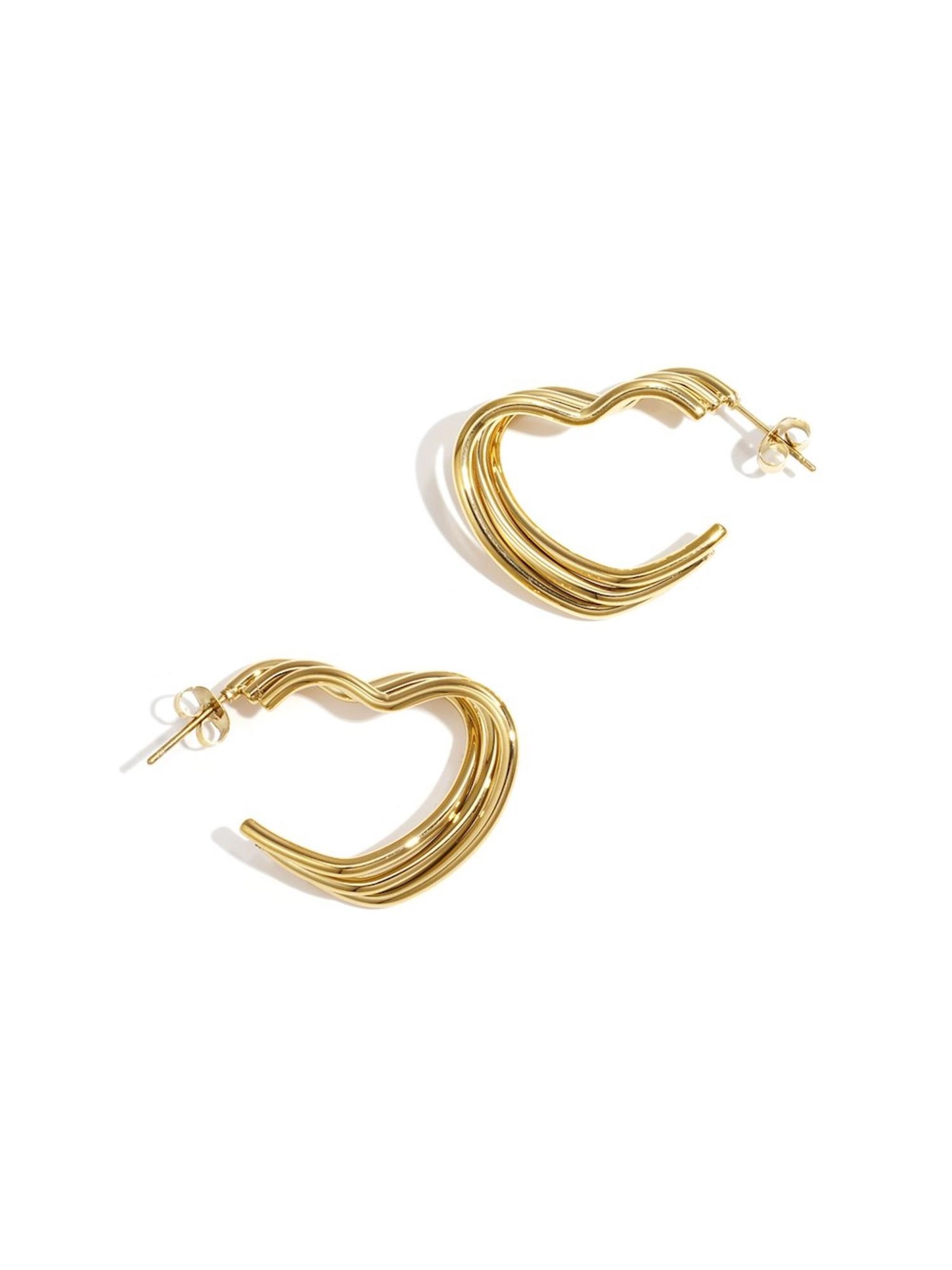 Cala Rose Earrings 'WAVY HEART' in Gold: front
