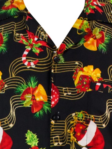 King Kameha Regular fit Overhemd 'Christmas Music' in Zwart