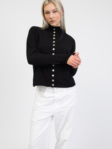 BROKE + SCHÖN Knit Cardigan 'Strickjacke mit Stehkragen' in Black