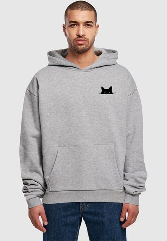 Merchcode Sweatshirt 'Halloween - Cat' in Grey: front