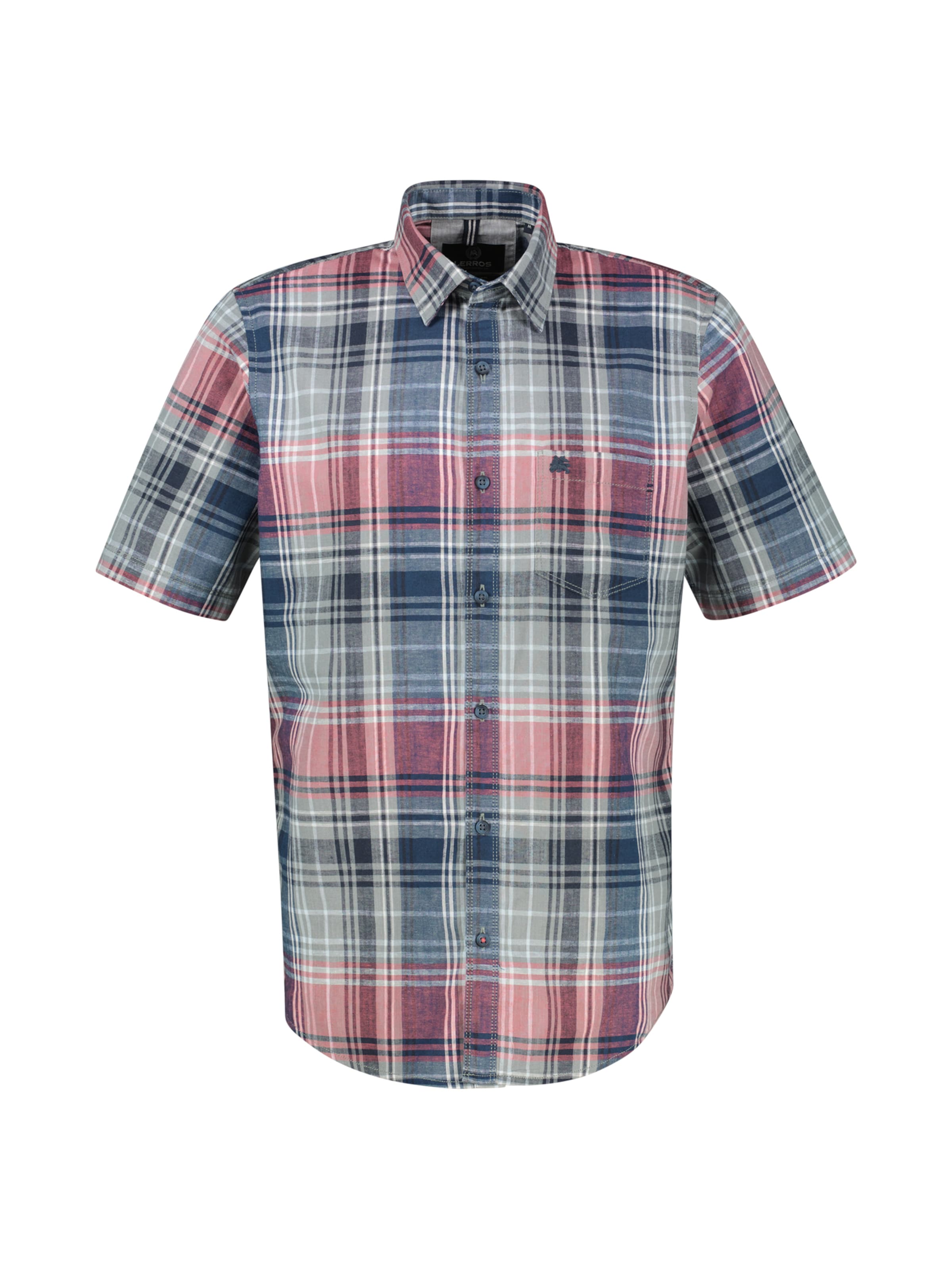 LERROS Regular Fit Kariertes Kurzarmhemd aus Baumwolle und Leinen in Rot: Vorderseite