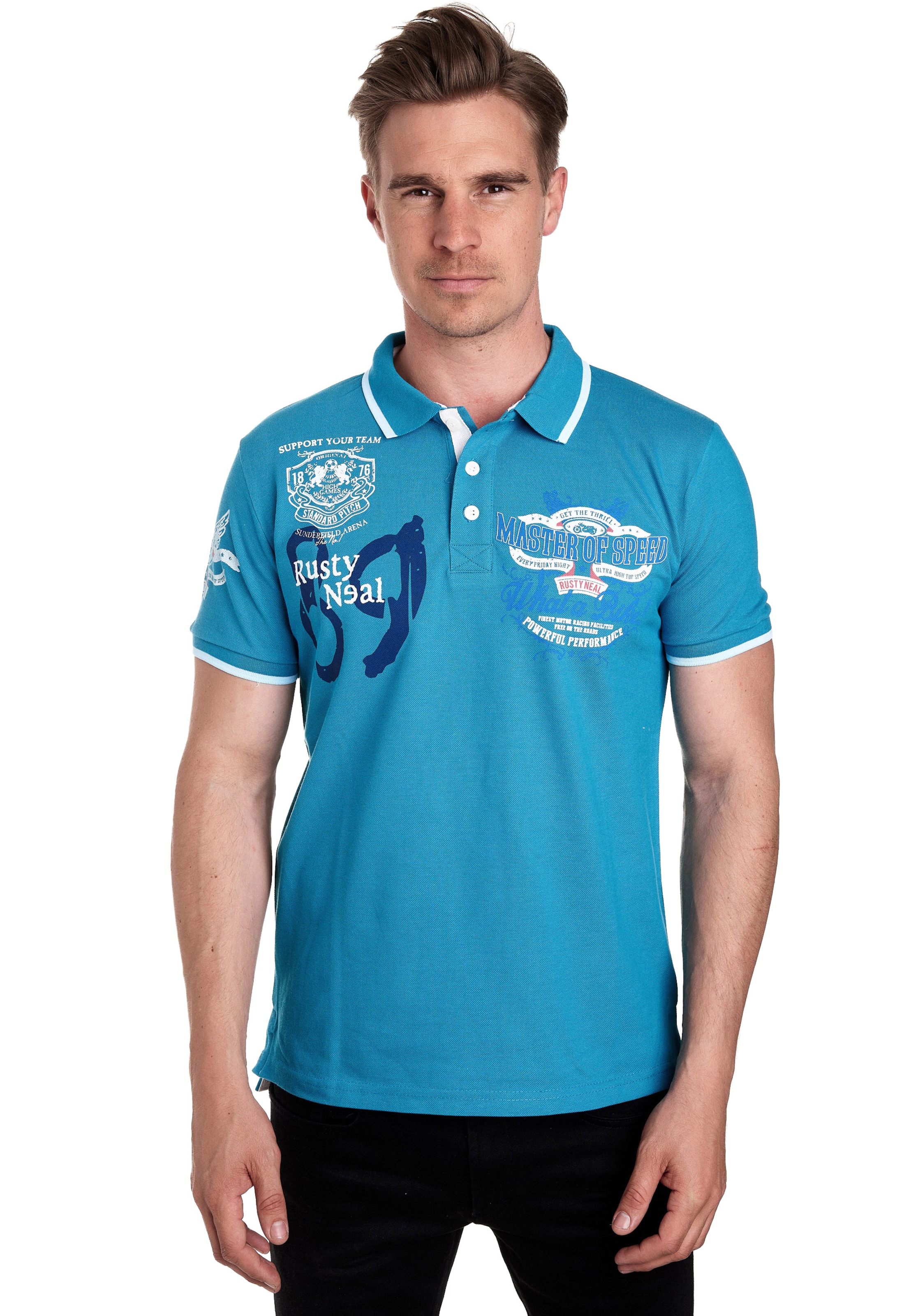Männer Shirts Rusty Neal Poloshirt in Hellblau - IO92909