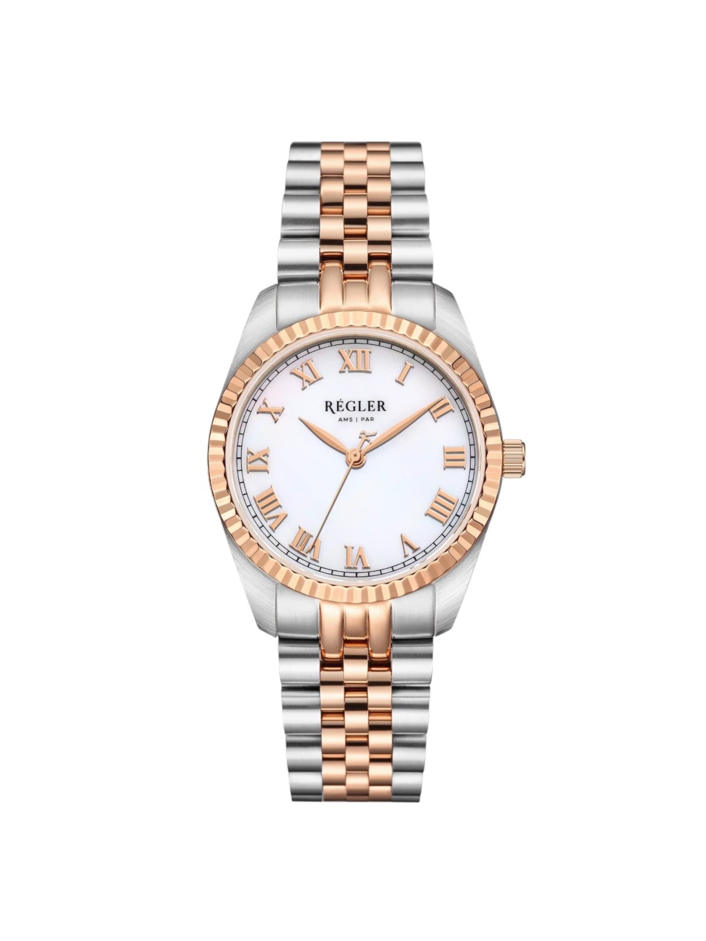 Régler Zegarek analogowy 'Régler Infinité Steel Bicolor Silver/Rose Gold - Pearl' w kolorze złoty: przód