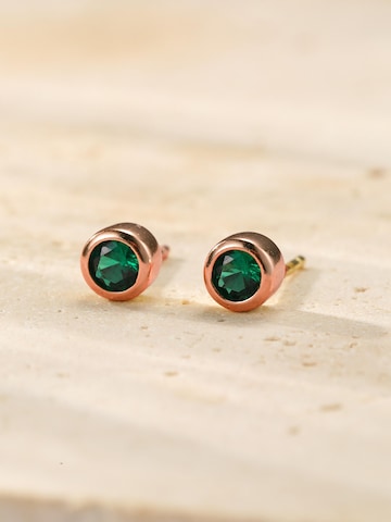 Hey Happiness Oorbellen 'Emerald Bezel Cubic Zirconia' in Goud