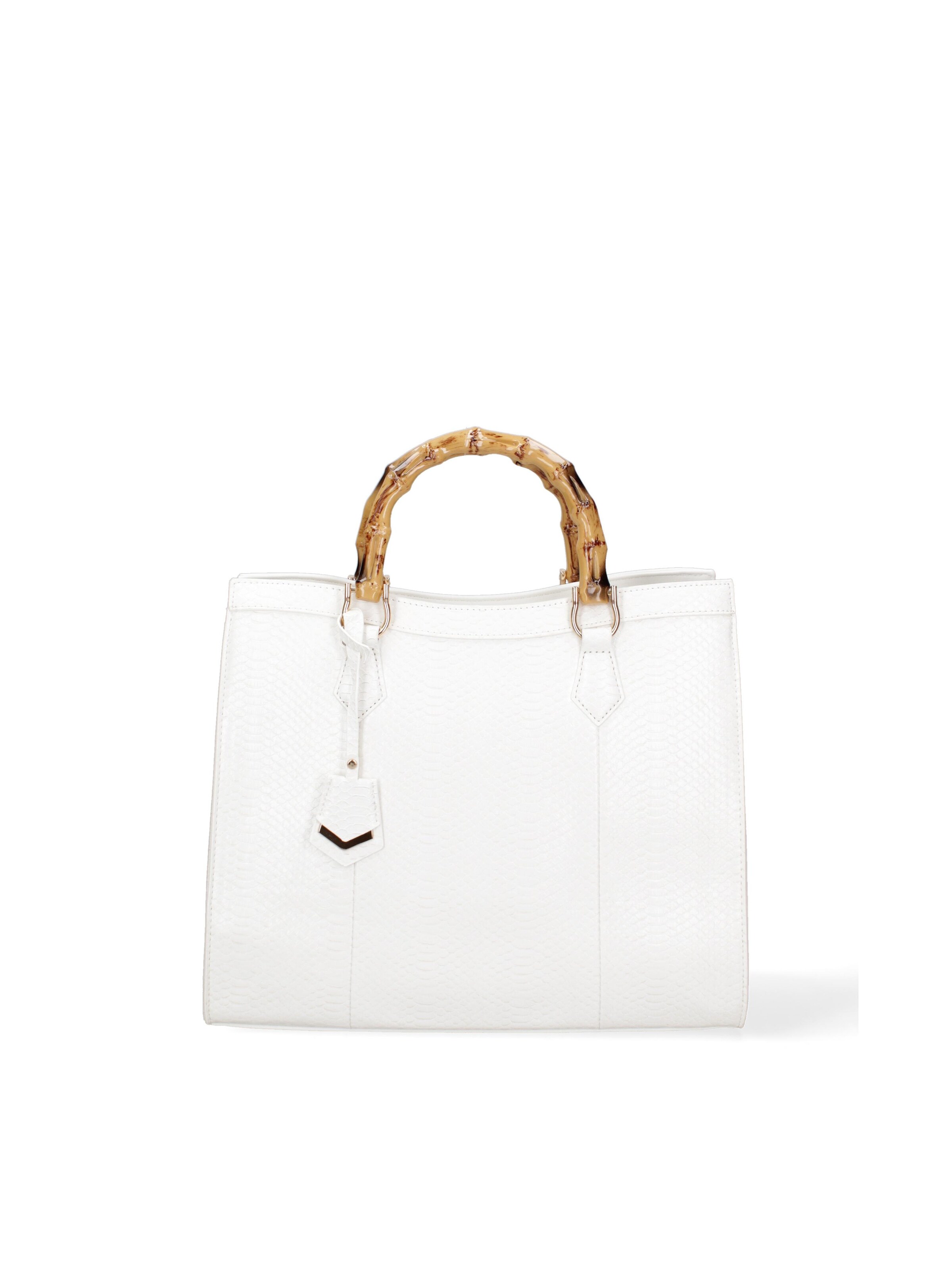Borsa a spalla 'Borsa a Spalla Donna Ecopelle Vegana con Manico Bambù' di Diana&Co. in bianco: frontale