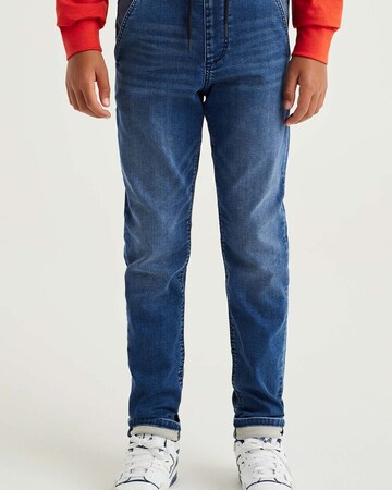 WE Fashion Slimfit Jeans in Blauw: voorkant