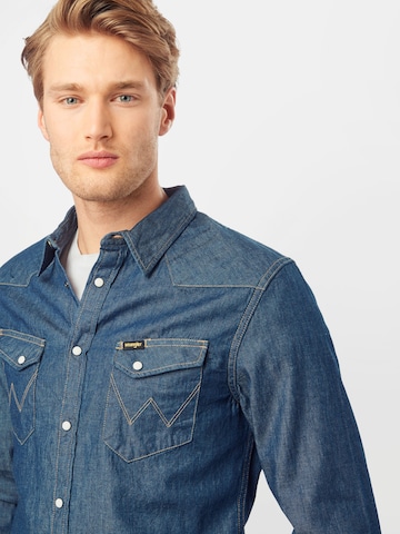 WRANGLER Slim Fit Skjorte 'WESTERN SHIRT' i blå