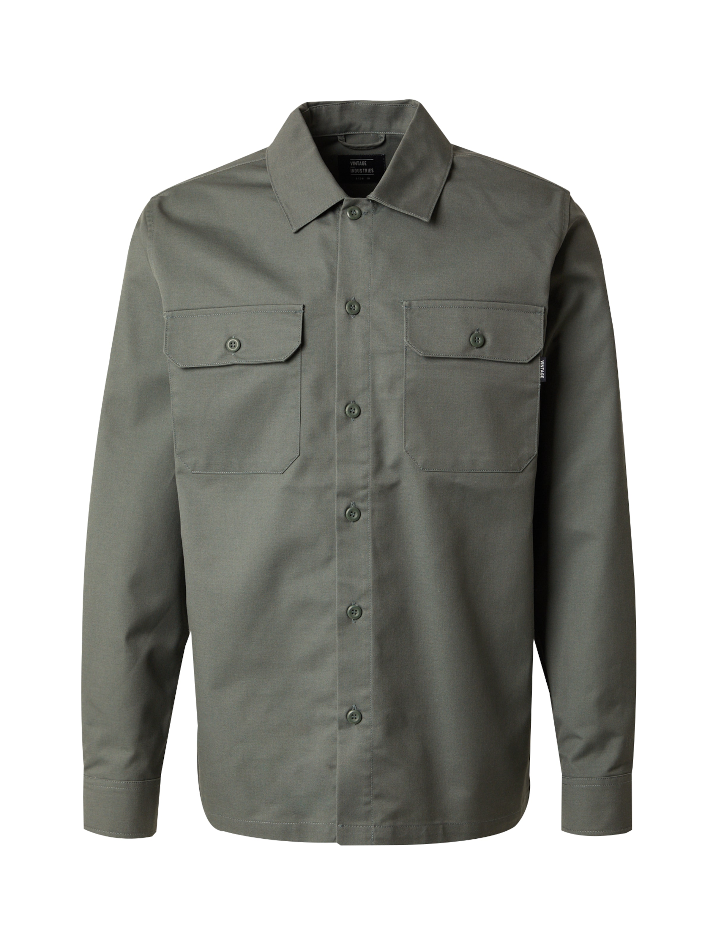 Vintage Industries Средняя посадка Рубашка 'Harris' в Зеленый: спереди
