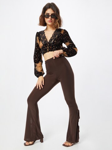 Daisy Street Flared Leggings in Brown