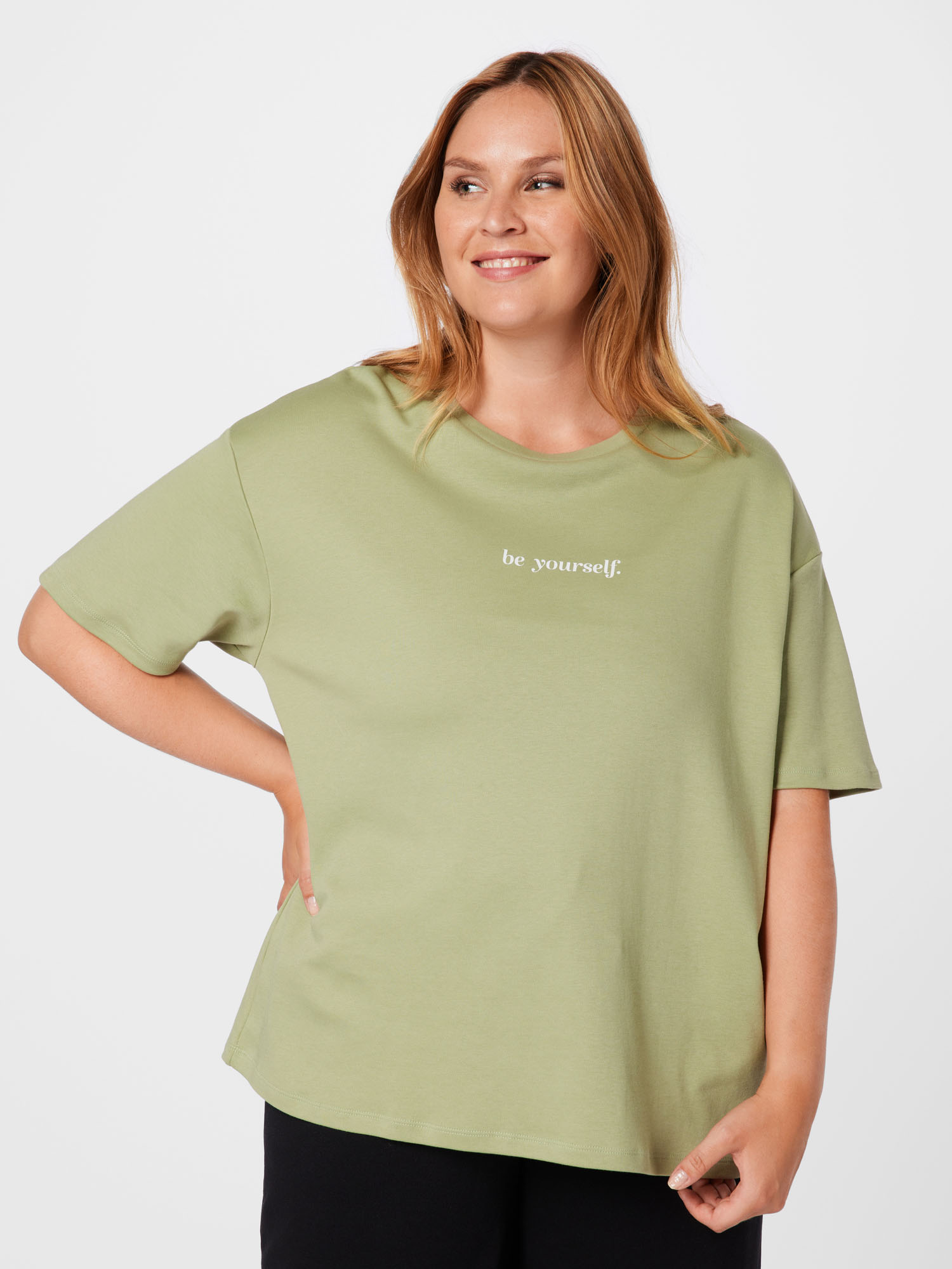 Taglie comode Donna NU-IN Plus Maglia extra large Be Yourself in Mela 