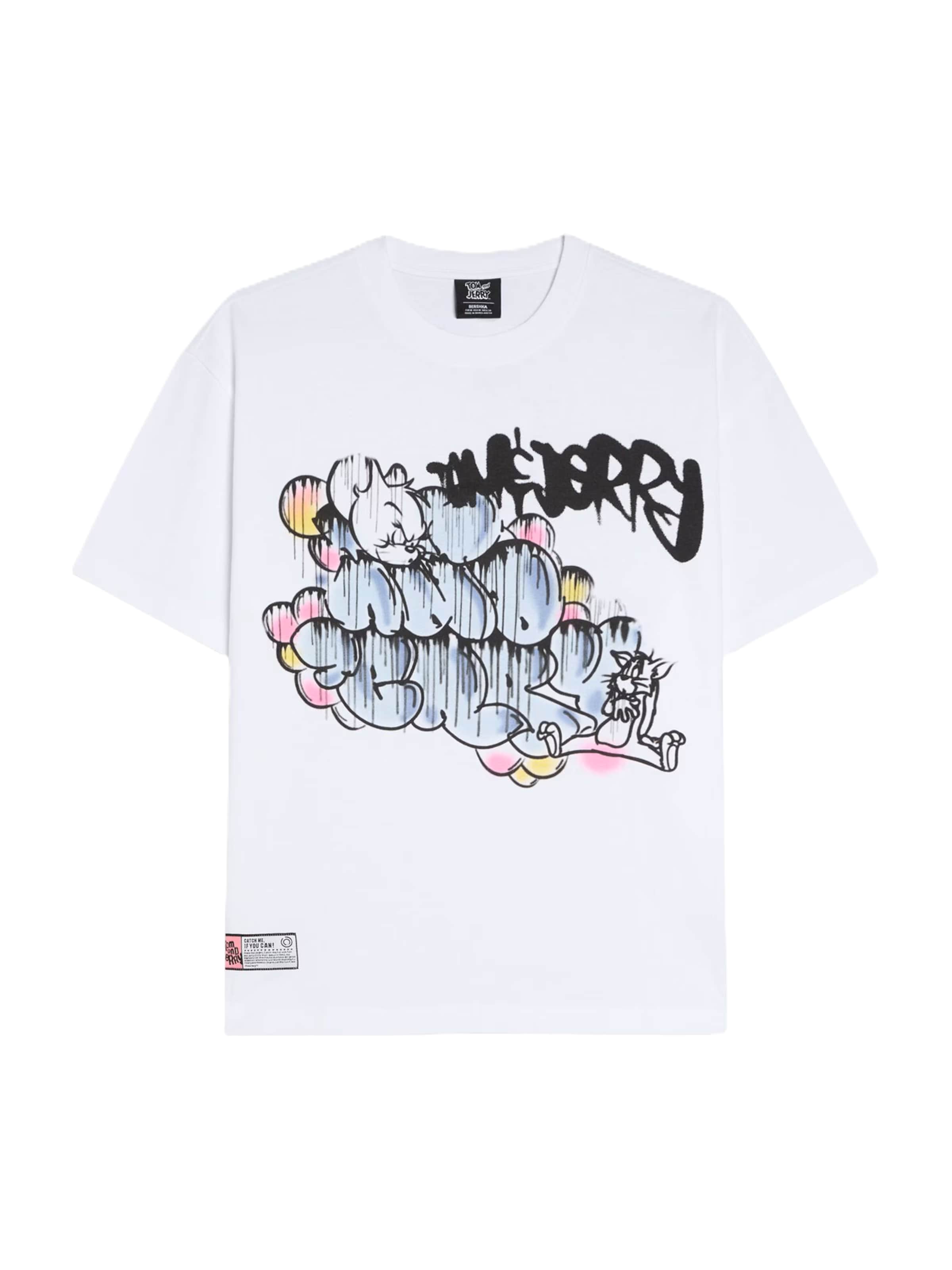 Bershka Póló 'TOM&JERRY' - fehér: elől