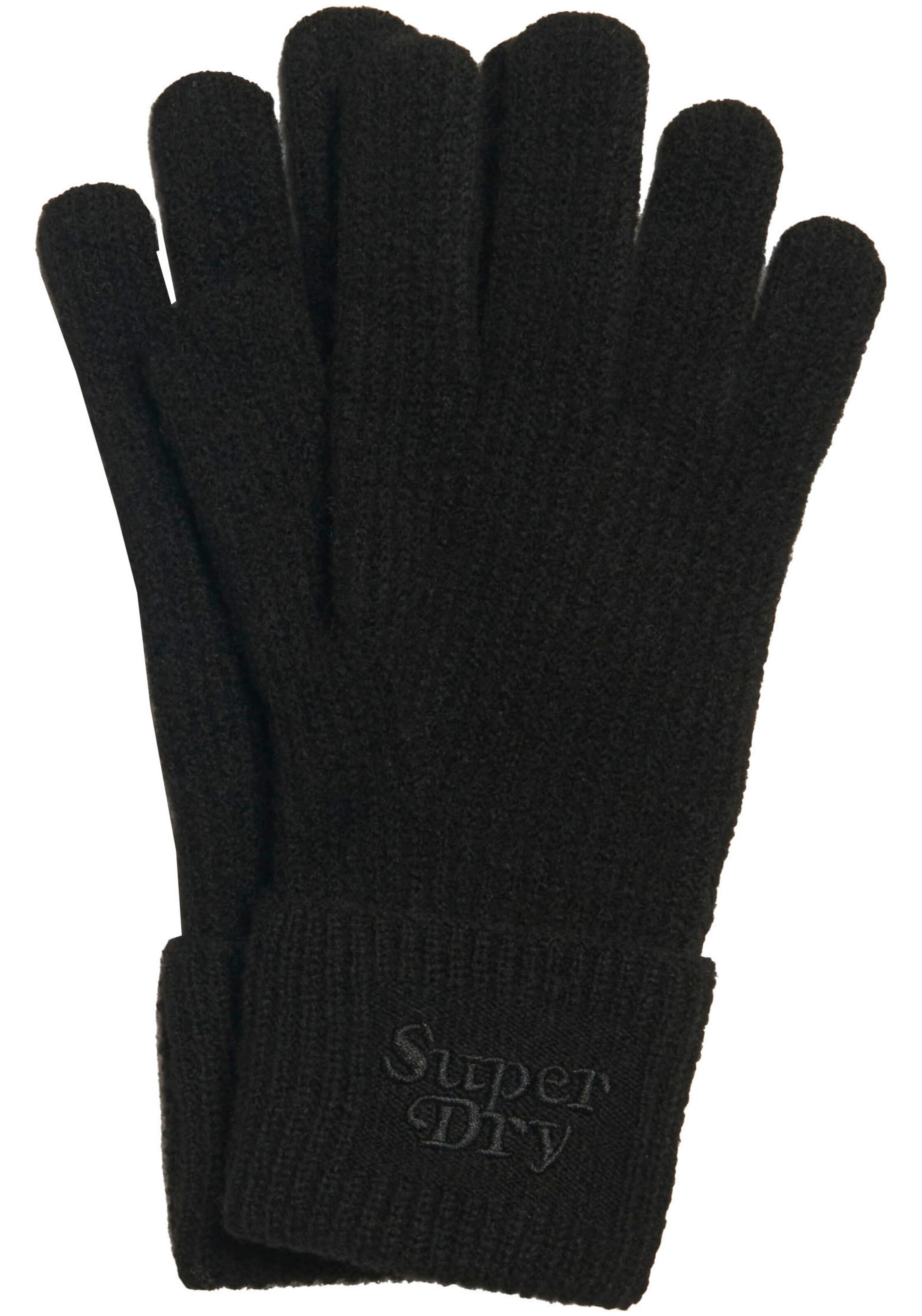 Superdry Full Finger Gloves in Black: front