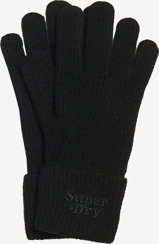 Superdry Full Finger Gloves in Black: front