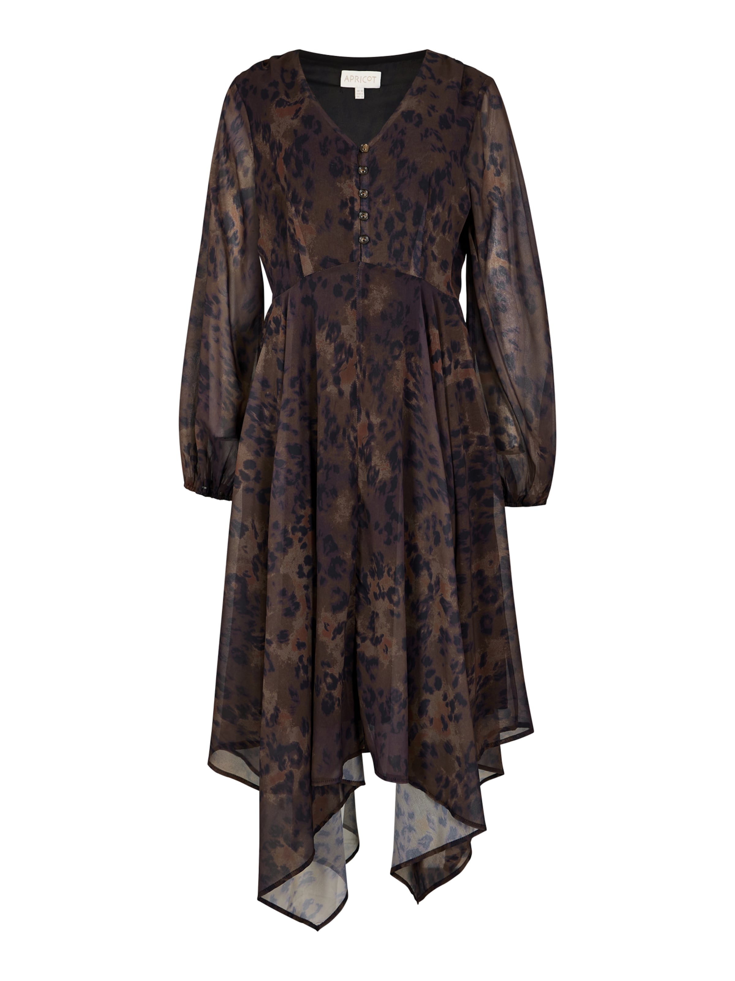 Robe-chemise ' Leopardenmuster Chiffonkleid ' Apricot en marron : devant