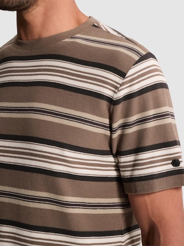 CAST IRON - Camiseta 'T-shirt with waffle texture and stripe pattern' en marrón