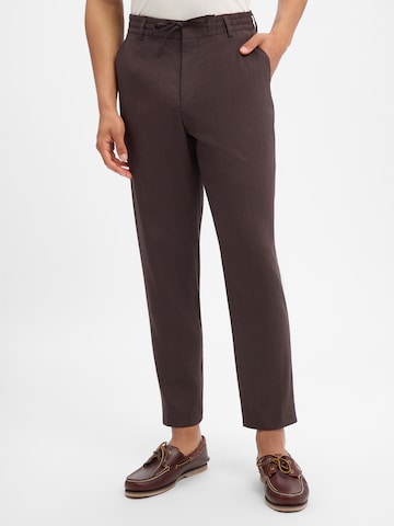 BOSS Regular Trousers with creases ' P-Perin ' in Brown: front