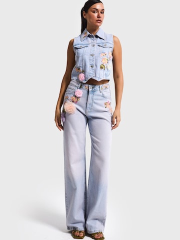 IT'S BASIC Regular Jeans 'FLORAL STRAIGHT HIGH RISE JEANS' in Blue