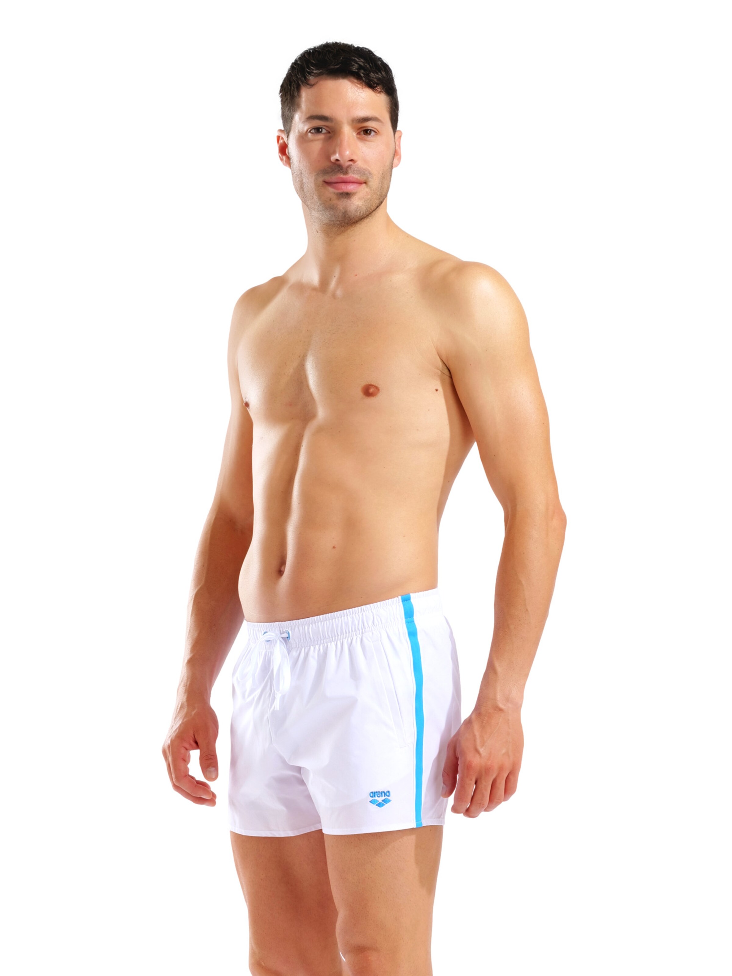 ARENA - Calções de banho 'SIDE TAPES BEACH X-SHORT' em branco: frente