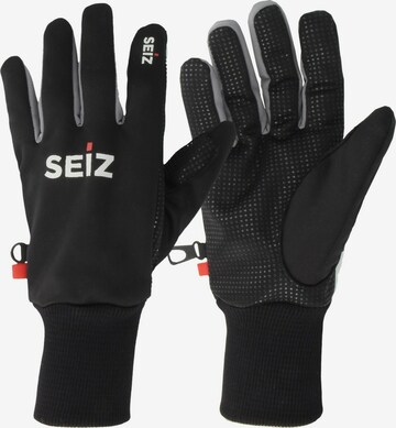 Seiz Full Finger Gloves ' Soft Shell ' in Black: front