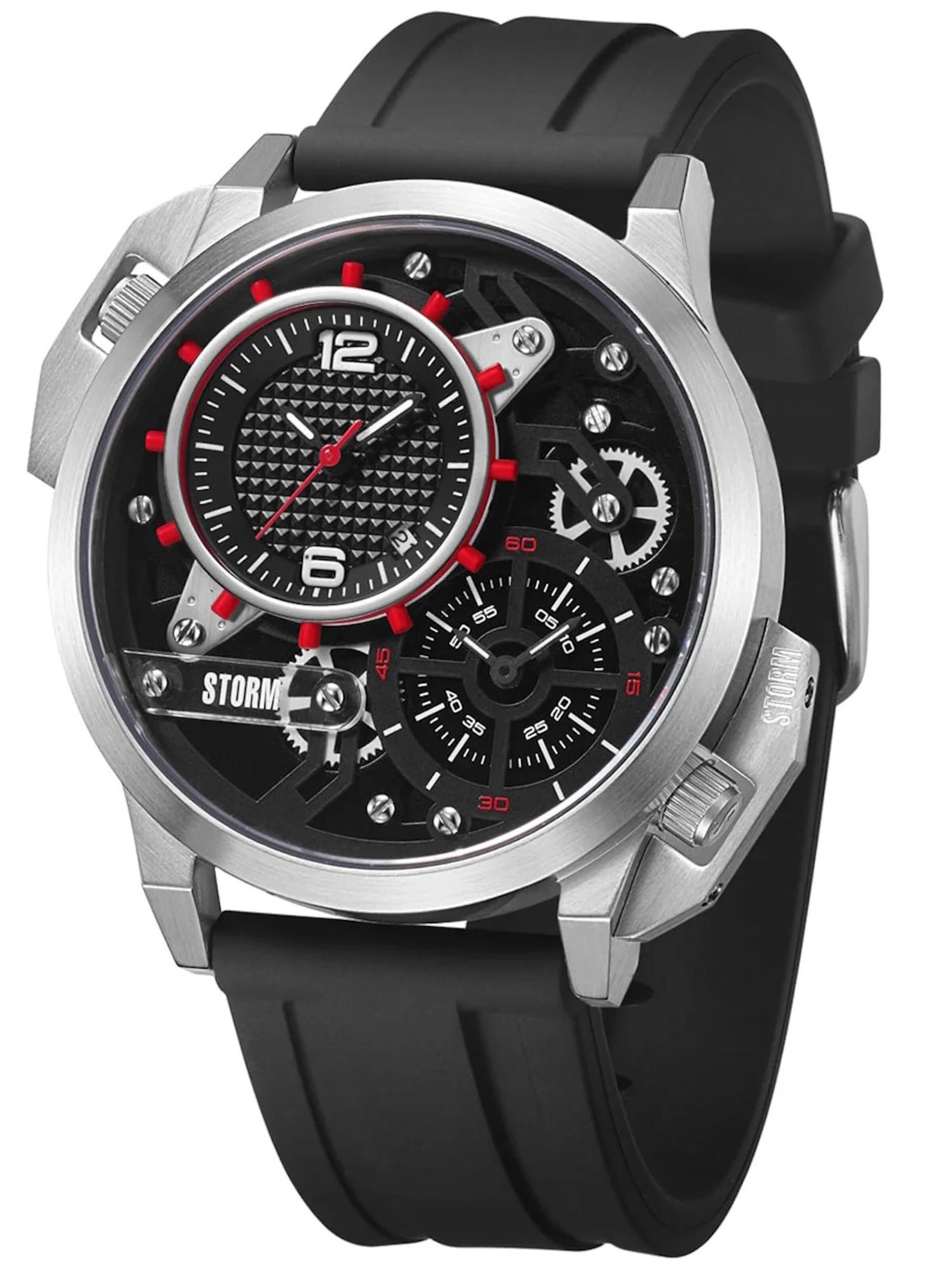 STORM Analoguhr 'Dualaton' in Rot: Vorderseite