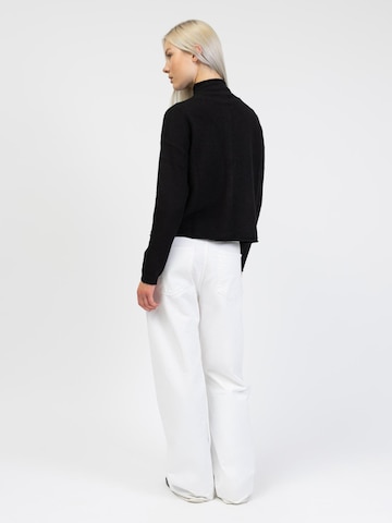 BROKE + SCHÖN Knit Cardigan 'Strickjacke mit Stehkragen' in Black