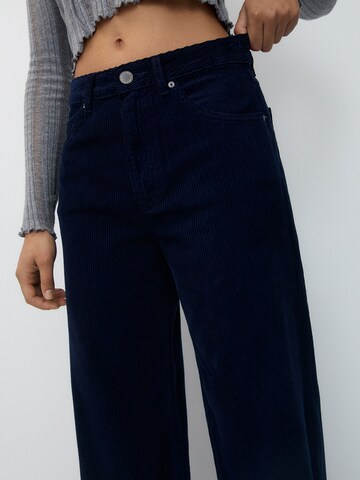 Pull&Bear Wide Leg Hose in Blau