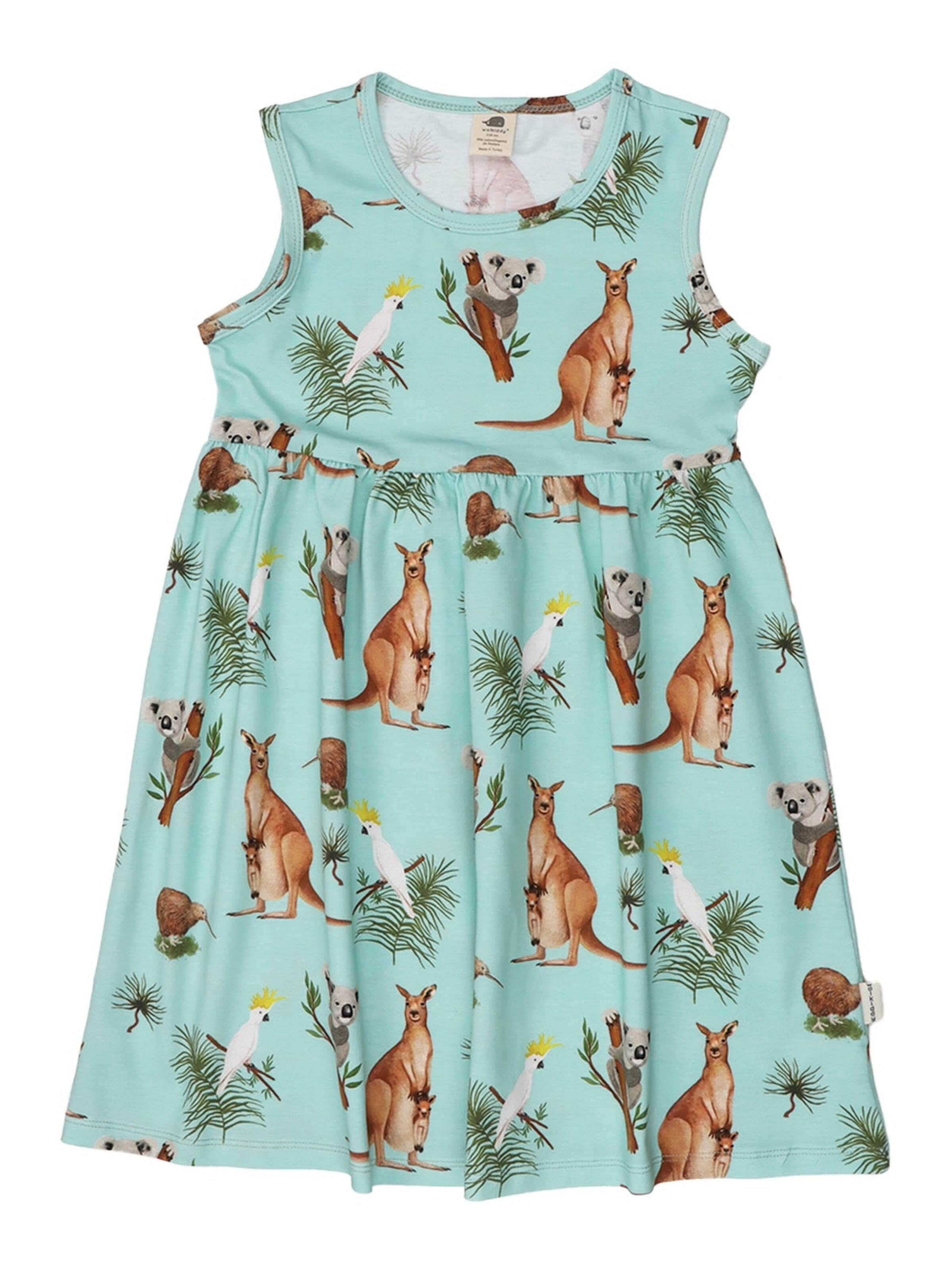 Walkiddy Dress 'Walkiddy - Australian Animals Sleeveless Dress' in Blue: front