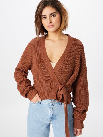 Femme Luxe Knit Cardigan 'Karla' in Brown: front