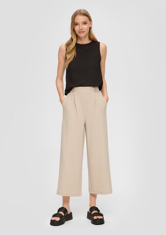 QS Wide Leg Bundfaltenhose in Beige