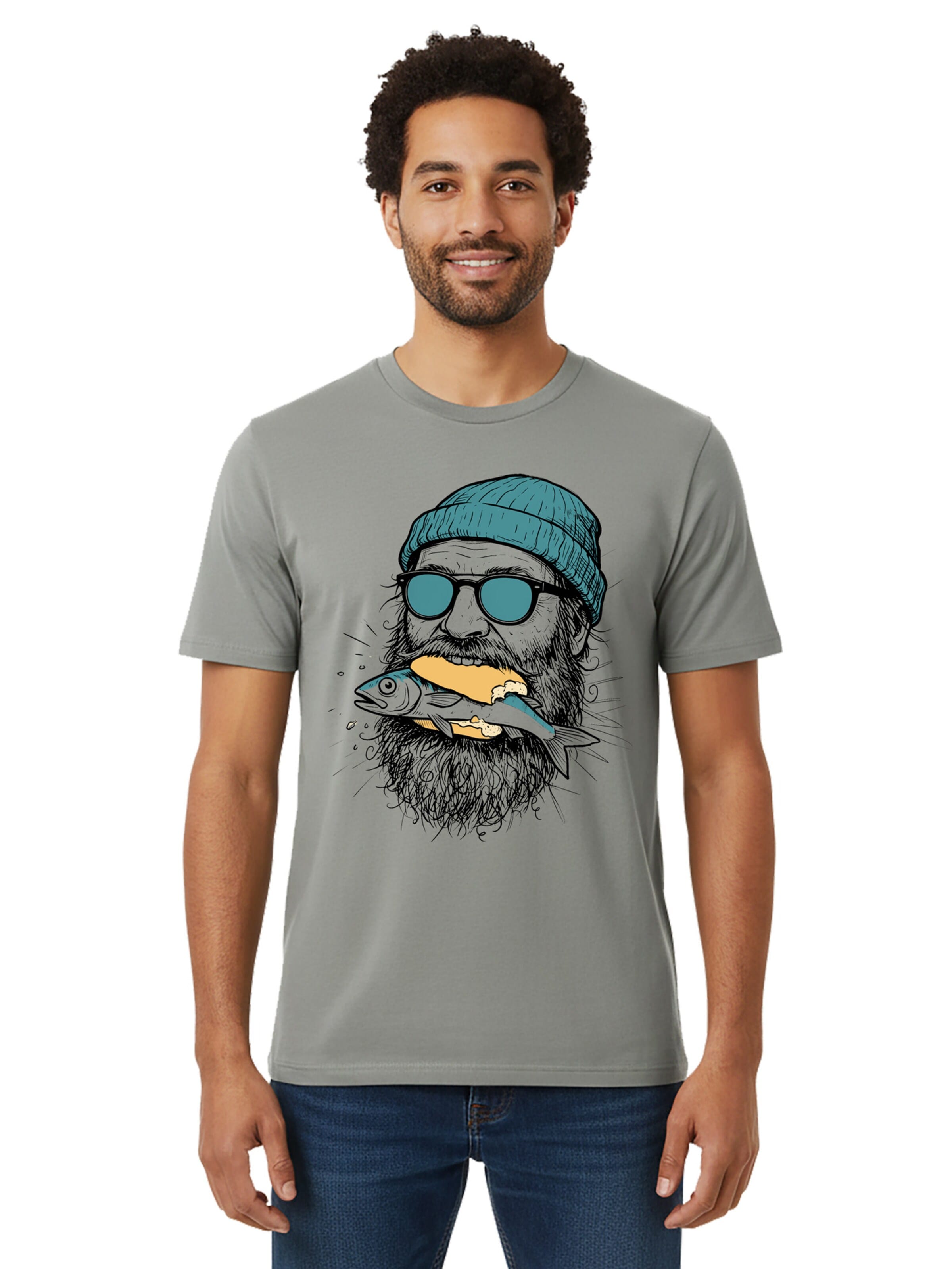 karlskopf Shirt 'FISCHFUTTER' in Grey