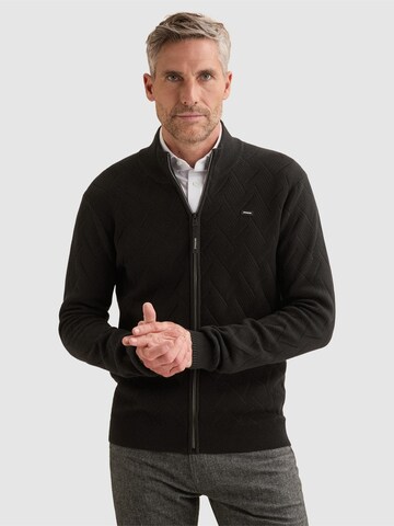 VANGUARD Knit cardigan 'Bonded cotton cardigan with allover textured pattern' in Black: front