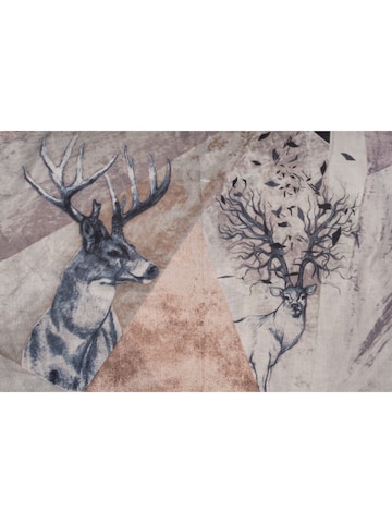 styleBREAKER Schlauchschal 'Loop Schal mit Hirsch Print'‌‌‌‌‌ in Grau