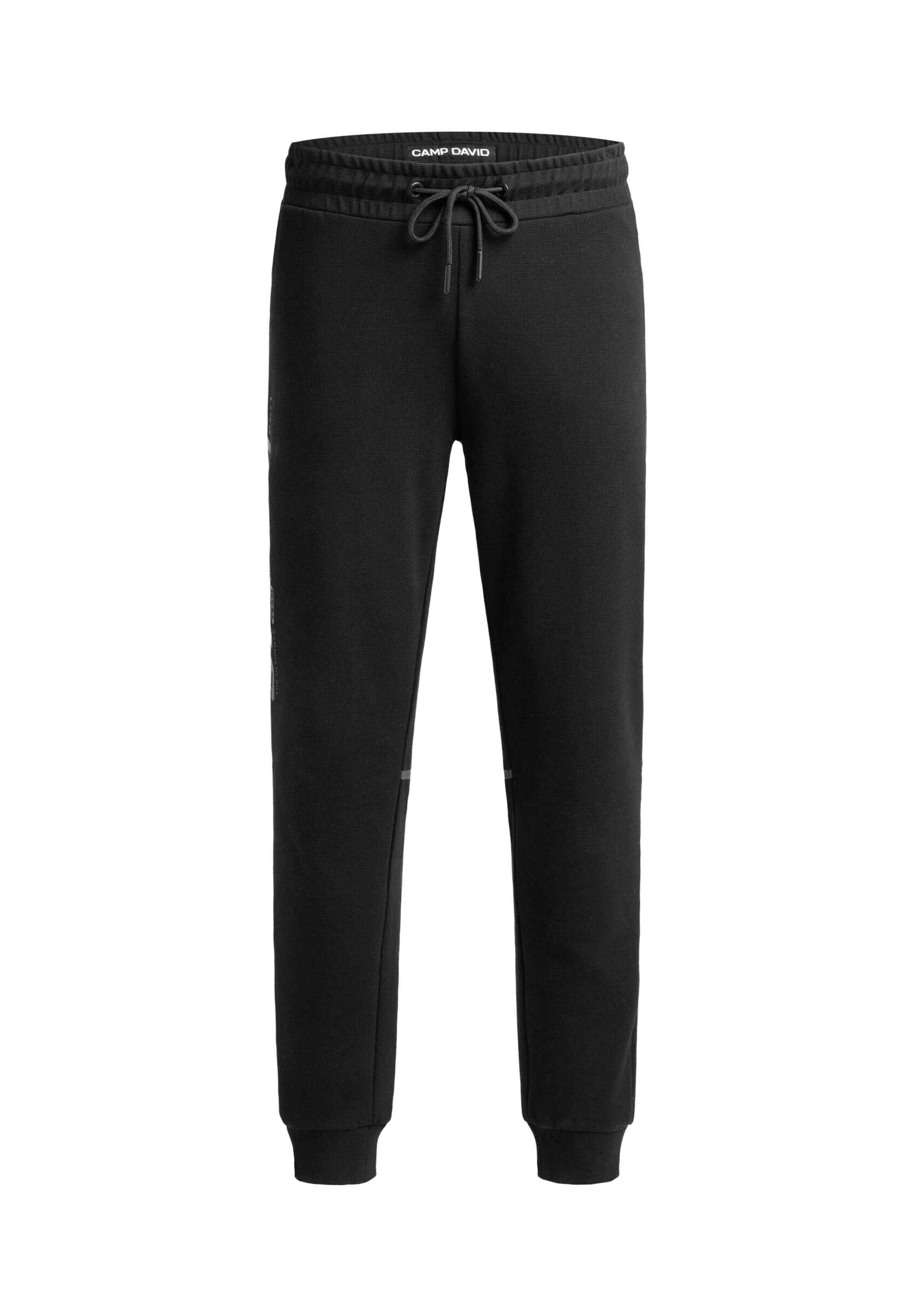 CAMP DAVID Tapered Pants in Black: front