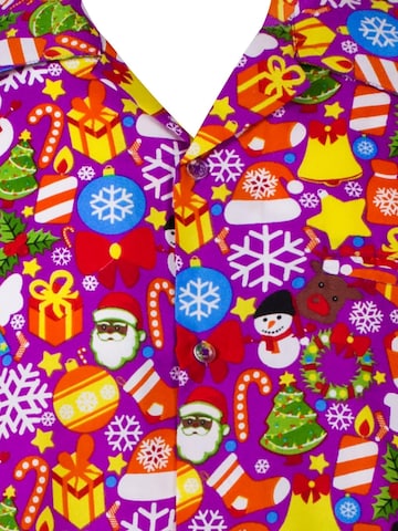 King Kameha Regular Fit Hemd 'Christmas Allover'‌‌‌‌‌‌‌‌‌‌ in Pink