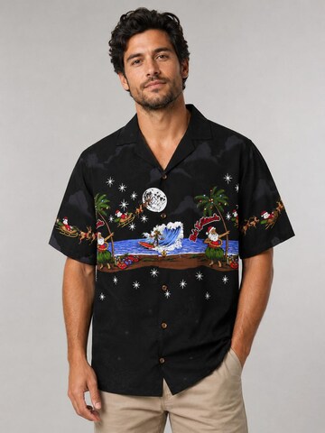 Pacific Legend - Ajuste regular Camisa 'Christmas Island' en negro