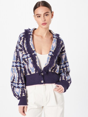 Cardigan 'Aztec' Warehouse en bleu : devant