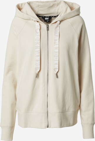 DKNY Performance - Sudadera con cremallera deportiva en beige: frente