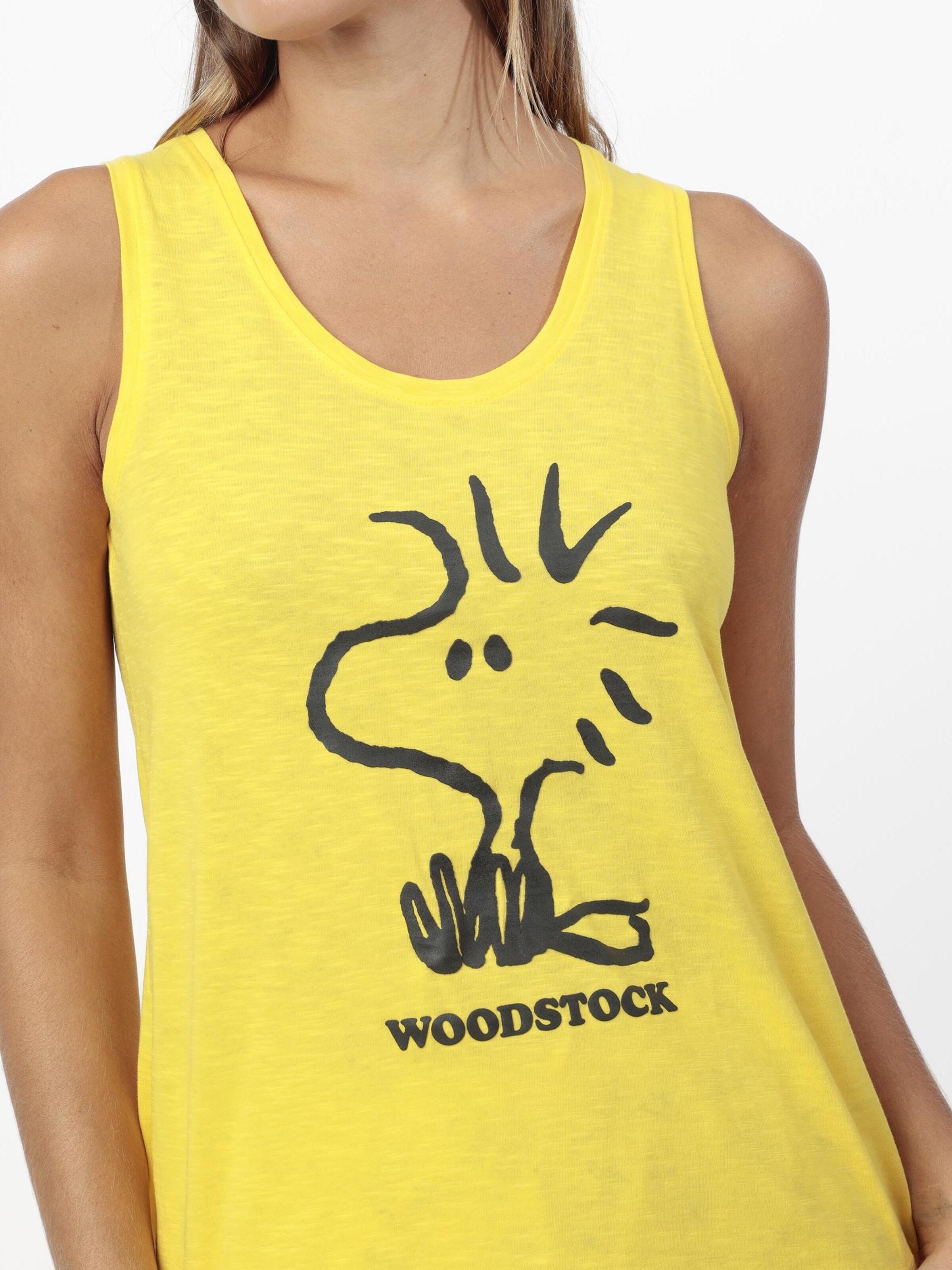 PEANUTS - Pijama 'PEANUTS Pijama Sin mangas Woodstock para Mujer' en amarillo