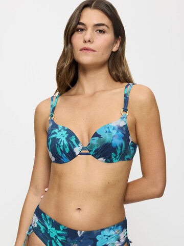 TRIUMPH Bralette Bikini Top ' Summer Fleur ' in Blue: front